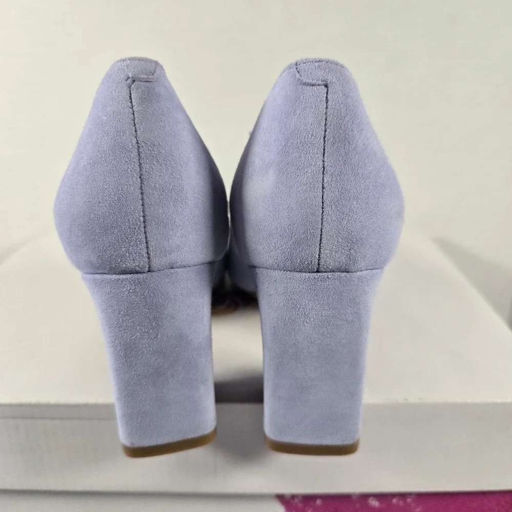 Marc Fisher LTD Zala Periwinkle Blue Suede Pointed Toe Block Heel Pumps 6.5M
